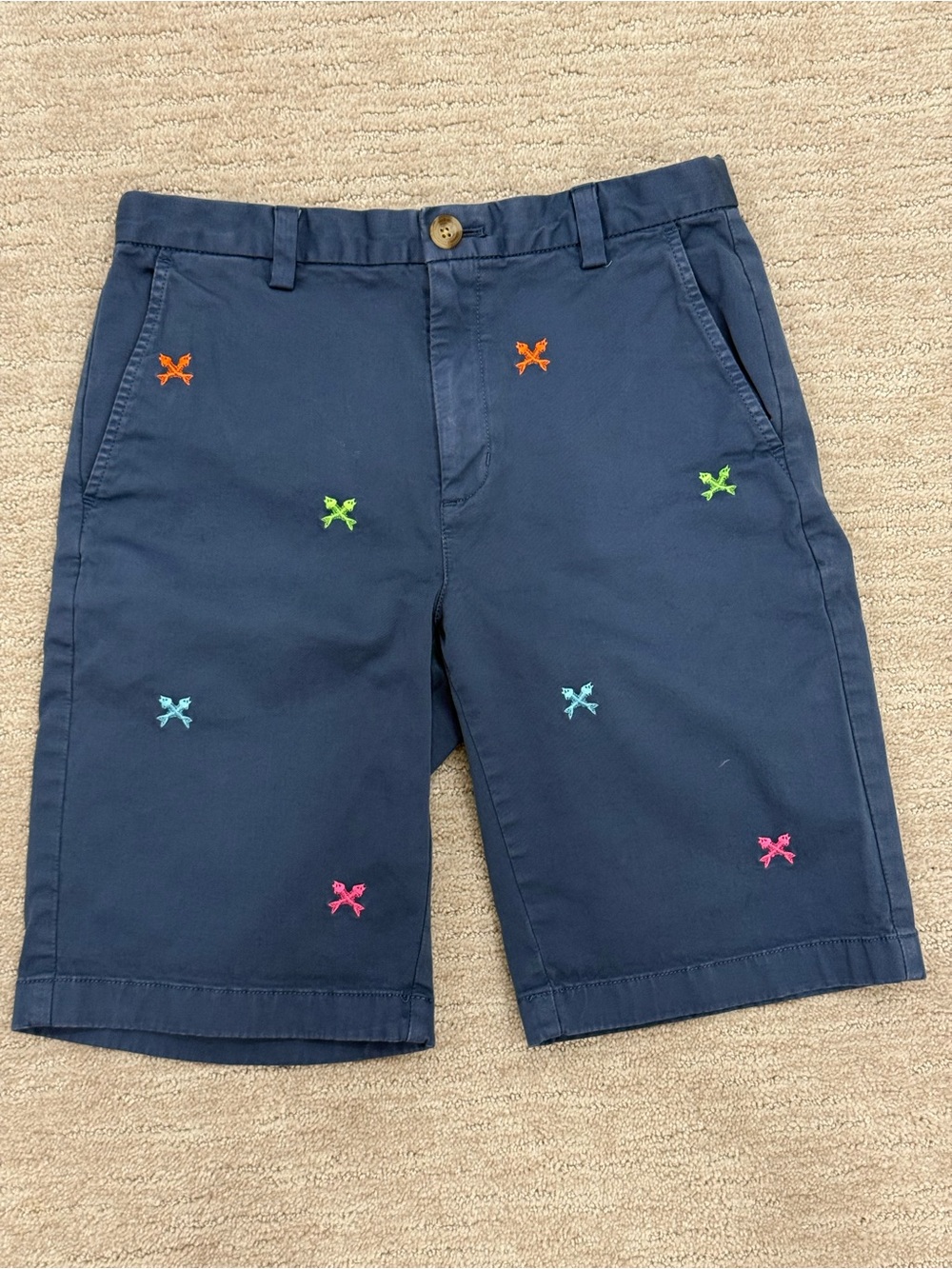 Boy’s Men’s Embroidered Fish Bone-Detail Shorts